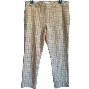 J. Jill Premium Bi-Stretch Camel Plaid Flat Front Pants NWT Women's 12